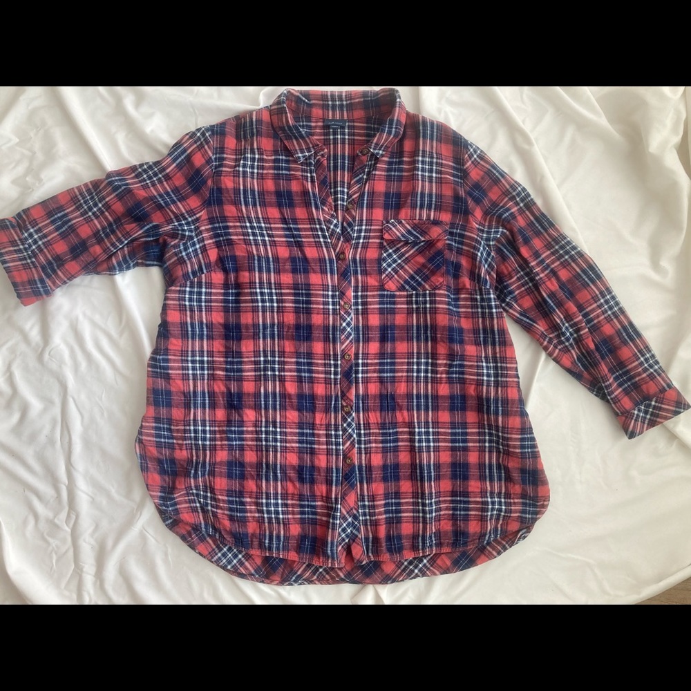 J. Jill 2X Denim Line Flannel Shirt